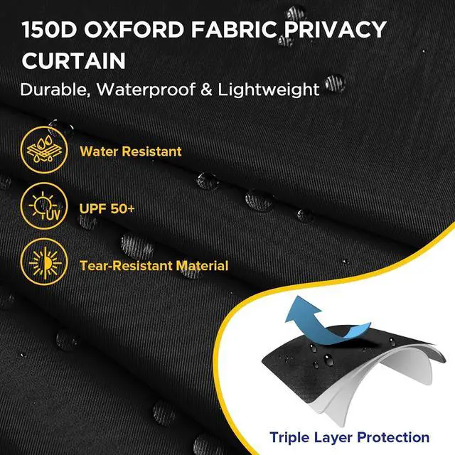 Alt view image 2 of 7 - Portable Privacy Tent Changing Room for Pop Up Canopy Fits Canopies with Cross Bars Outdoor Hanging Privacy Curtain 55.1" L x 55.1" W x 80.7" H, Black