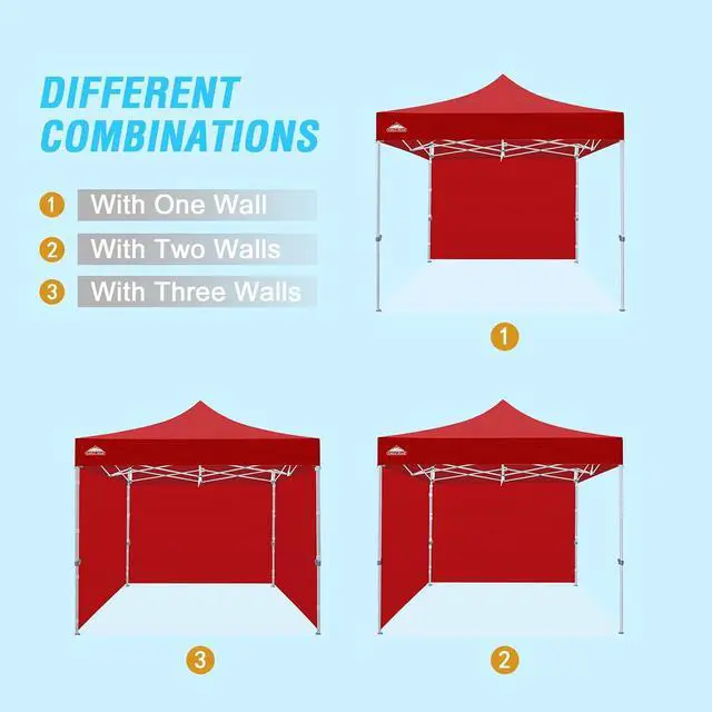 Alt view image 6 of 7 - Wall Panel/Sunwall for 10x10 Heavy-Duty Commercial Canopy Tent, Replacement Sidewall for Marketplace Sun Shelter, 1 Sidewall Only, Red