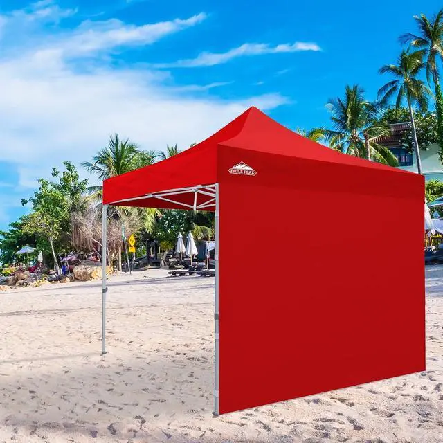 Alt view image 7 of 7 - Wall Panel/Sunwall for 10x10 Heavy-Duty Commercial Canopy Tent, Replacement Sidewall for Marketplace Sun Shelter, 1 Sidewall Only, Red