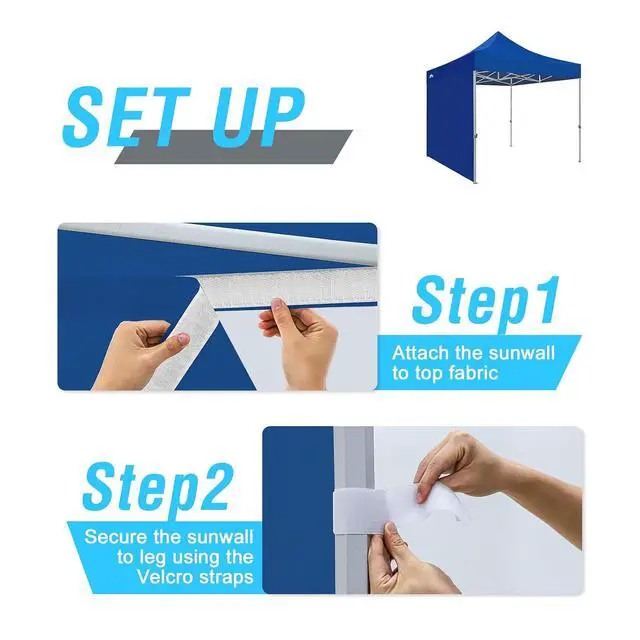 Alt view image 2 of 7 - Wall Panel/Sunwall for 10x10 Heavy-Duty Commercial Canopy Tent, Replacement Sidewall for Marketplace Sun Shelter, 1 Sidewall Only, Blue