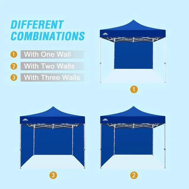 Alt view image 6 of 7 - Wall Panel/Sunwall for 10x10 Heavy-Duty Commercial Canopy Tent, Replacement Sidewall for Marketplace Sun Shelter, 1 Sidewall Only, Blue
