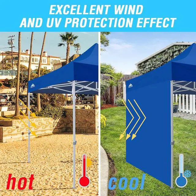 Alt view image 5 of 7 - Wall Panel/Sunwall for 10x10 Heavy-Duty Commercial Canopy Tent, Replacement Sidewall for Marketplace Sun Shelter, 1 Sidewall Only, Blue