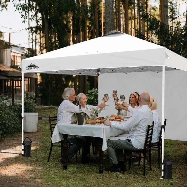 Alt view image 5 of 7 - Commercial Canopy 12x12 Pop Up Canopy Tent with 1 Sidewall, Easy Setup Heavy Duty Instant Event Shelter for Vendors & Markets, Outdoor Sun Shade, White