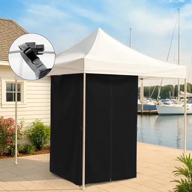 Alt view image 5 of 7 - Portable Privacy Tent Changing Room for Pop Up Canopy Fits Canopies with Cross Bars Outdoor Hanging Privacy Curtain 55.1" L x 55.1" W x 80.7" H, Black