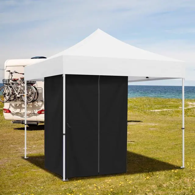 Alt view image 7 of 7 - Portable Privacy Tent Changing Room for Pop Up Canopy Fits Canopies with Cross Bars Outdoor Hanging Privacy Curtain 55.1" L x 55.1" W x 80.7" H, Black