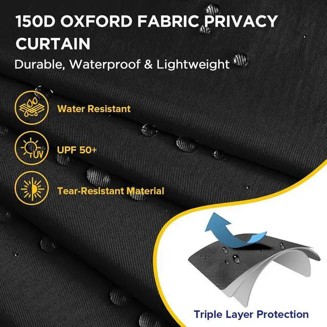 Alt view image 2 of 7 - Portable Privacy Tent Changing Room for Pop Up Canopy Fits Canopies with Cross Bars Outdoor Hanging Privacy Curtain 29.5" L x 29.5" W x 80.7" H, Black