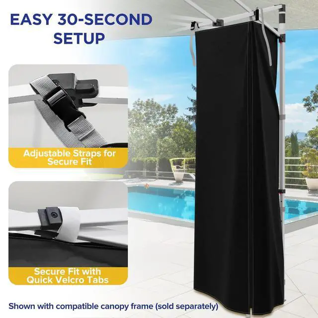 Alt view image 4 of 7 - Portable Privacy Tent Changing Room for Pop Up Canopy Fits Canopies with Cross Bars Outdoor Hanging Privacy Curtain 29.5" L x 29.5" W x 80.7" H, Black