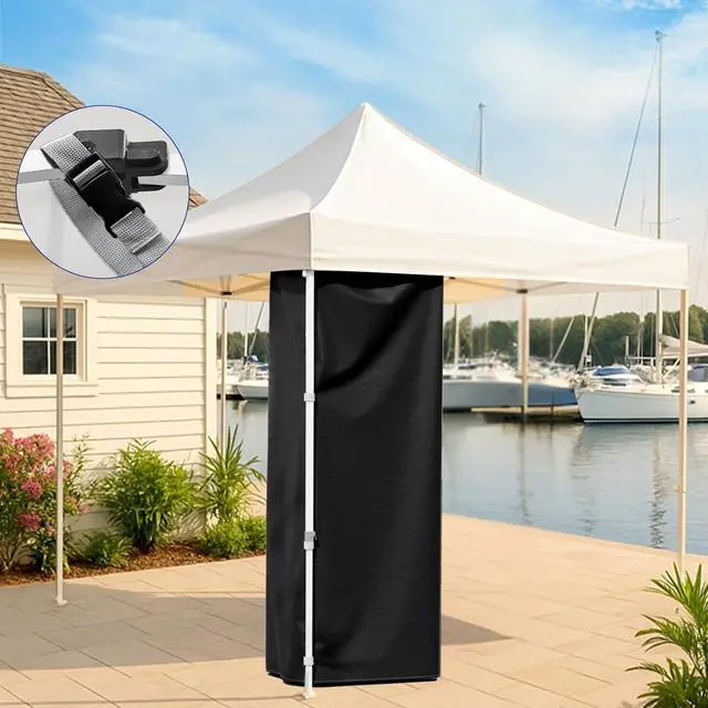 Alt view image 5 of 7 - Portable Privacy Tent Changing Room for Pop Up Canopy Fits Canopies with Cross Bars Outdoor Hanging Privacy Curtain 29.5" L x 29.5" W x 80.7" H, Black