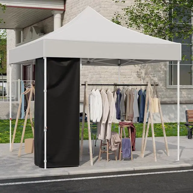 Alt view image 7 of 7 - Portable Privacy Tent Changing Room for Pop Up Canopy Fits Canopies with Cross Bars Outdoor Hanging Privacy Curtain 29.5" L x 29.5" W x 80.7" H, Black