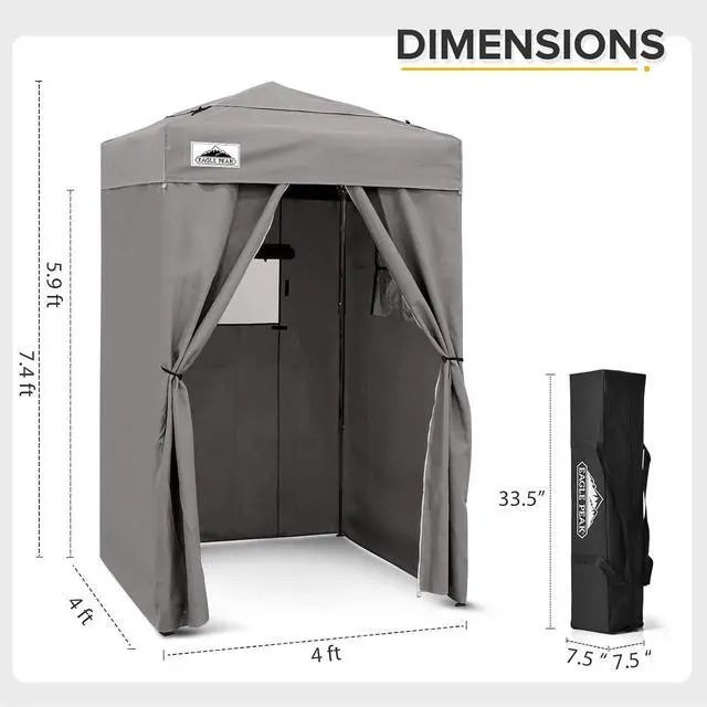 Alt view image 4 of 7 - Flex Ultra Compact 4x4 Pop-up Canopy Tent with Vented Top, Sun Shelter, Fast Set Up Changing Room, Portable Privacy Canopy for Camping, Photoshoots, and More (Gray)