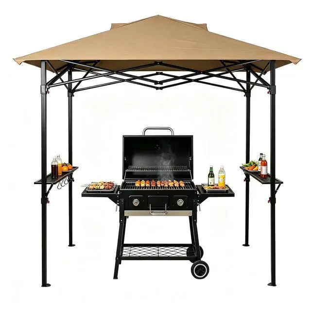 Main image of 8x5 Pop up Grill Gazebo with Carry Bag, Instant Outdoor BBQ Canopy Tent with Air Vent for Barbeque, Picnic and Patio, Beige