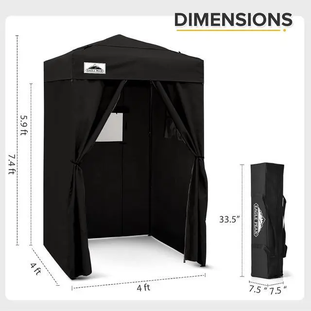 Alt view image 4 of 7 - Flex Ultra Compact 4x4 Pop-up Canopy Tent with Vented Top, Sun Shelter, Fast Set Up Changing Room, Portable Privacy Canopy for Camping, Photoshoots, and More (Black)