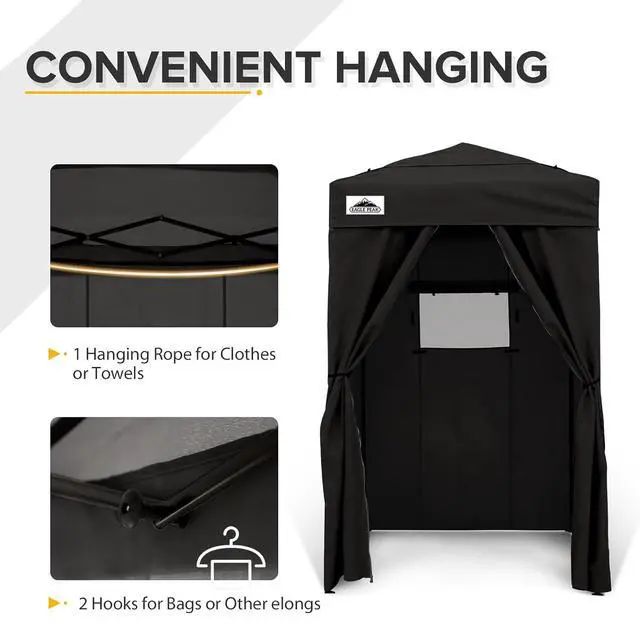 Alt view image 6 of 7 - Flex Ultra Compact 4x4 Pop-up Canopy Tent with Vented Top, Sun Shelter, Fast Set Up Changing Room, Portable Privacy Canopy for Camping, Photoshoots, and More (Black)