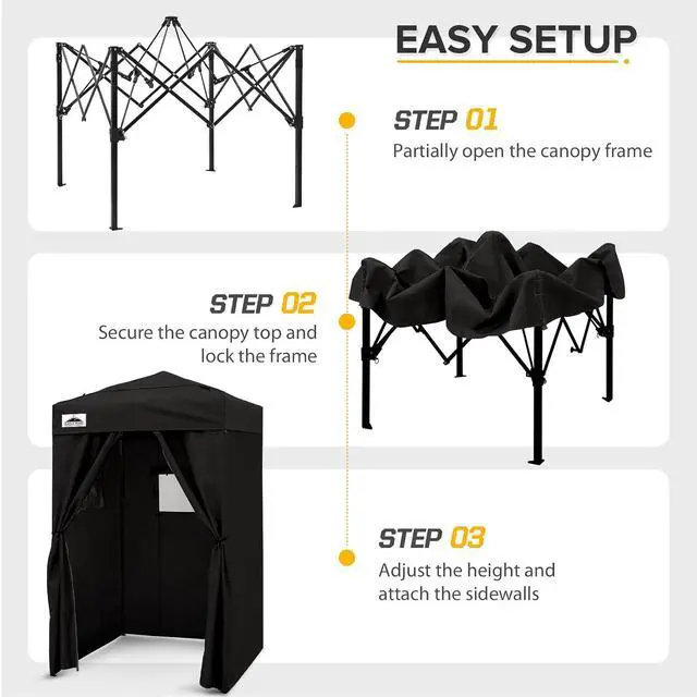 Alt view image 7 of 7 - Flex Ultra Compact 4x4 Pop-up Canopy Tent with Vented Top, Sun Shelter, Fast Set Up Changing Room, Portable Privacy Canopy for Camping, Photoshoots, and More (Black)