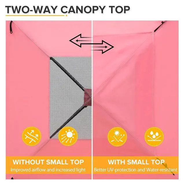 Alt view image 2 of 7 - Flex Ultra Compact 4x4 Pop-up Canopy Tent with Vented Top, Sun Shelter, Fast Set Up Changing Room, Portable Privacy Canopy for Camping, Photoshoots, and More (Pink)
