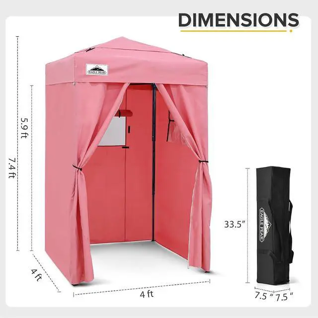 Alt view image 4 of 7 - Flex Ultra Compact 4x4 Pop-up Canopy Tent with Vented Top, Sun Shelter, Fast Set Up Changing Room, Portable Privacy Canopy for Camping, Photoshoots, and More (Pink)