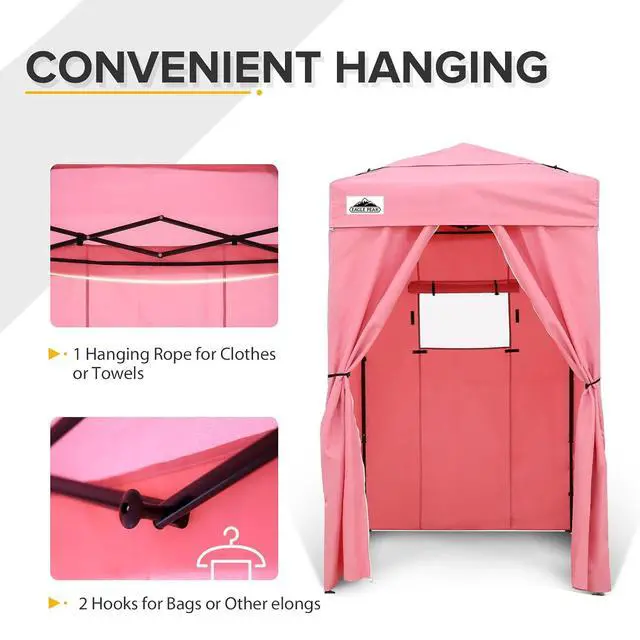 Alt view image 6 of 7 - Flex Ultra Compact 4x4 Pop-up Canopy Tent with Vented Top, Sun Shelter, Fast Set Up Changing Room, Portable Privacy Canopy for Camping, Photoshoots, and More (Pink)