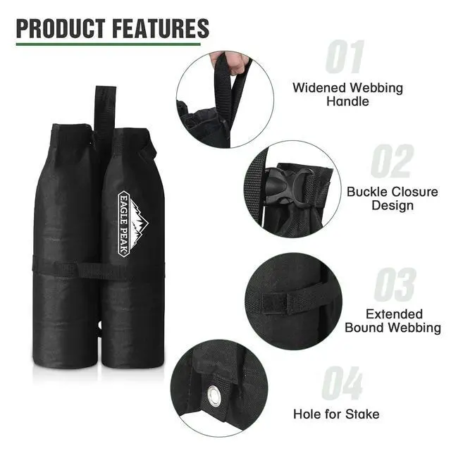 Alt view image 2 of 7 - Canopy Weight Bags 4-Pack, Heavy Duty Sand Bags for Pop Up Canopy Tent, Gazebo, and Greenhouse (Sand Not Included)