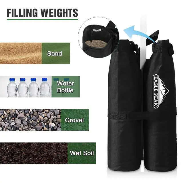 Alt view image 3 of 7 - Canopy Weight Bags 4-Pack, Heavy Duty Sand Bags for Pop Up Canopy Tent, Gazebo, and Greenhouse (Sand Not Included)