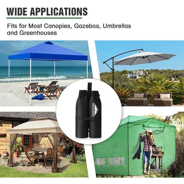 Alt view image 5 of 7 - Canopy Weight Bags 4-Pack, Heavy Duty Sand Bags for Pop Up Canopy Tent, Gazebo, and Greenhouse (Sand Not Included)