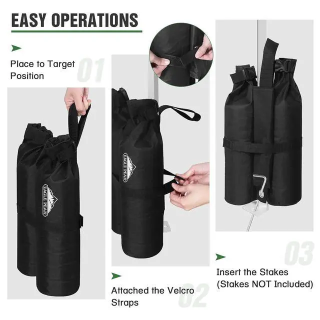 Alt view image 6 of 7 - Canopy Weight Bags 4-Pack, Heavy Duty Sand Bags for Pop Up Canopy Tent, Gazebo, and Greenhouse (Sand Not Included)