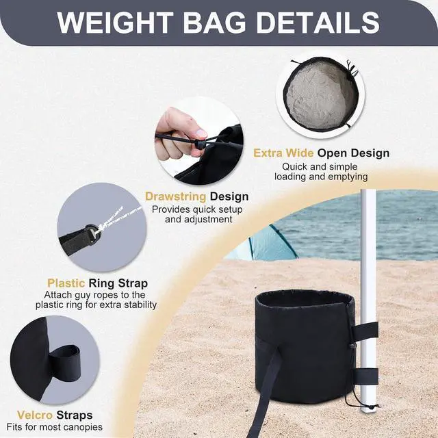 Alt view image 2 of 7 - Pop up Canopy Tent Weight Bags 160 lbs Pack of 4, Gazebo Sand Bags 4pcs Per Set, Sand NOT Included, Black