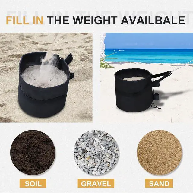 Alt view image 4 of 7 - Pop up Canopy Tent Weight Bags 160 lbs Pack of 4, Gazebo Sand Bags 4pcs Per Set, Sand NOT Included, Black