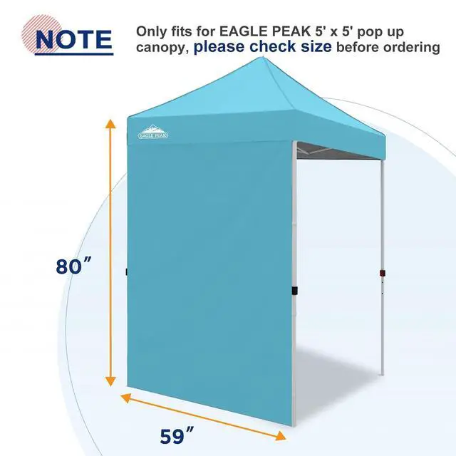 Alt view image 4 of 7 - Canopy Sidewall for 5x5 Pop Up Canopy Frame, Single Side Wall Panel Only (Fits 5x5 Straight Leg Frame, Canopy Top or Frame NOT Included), Light Blue