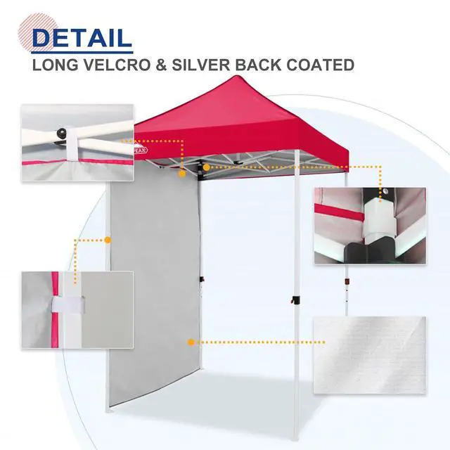 Alt view image 5 of 7 - Canopy Sidewall for 5x5 Pop Up Canopy Frame, Single Side Wall Panel Only (Fits 5x5 Straight Leg Frame, Canopy Top or Frame NOT Included), Red