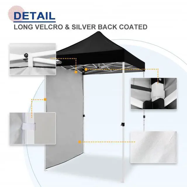 Alt view image 2 of 7 - Canopy Sidewall for 5x5 Pop Up Canopy Frame, Single Side Wall Panel Only (Fits 5x5 Straight Leg Frame, Canopy Top or Frame NOT Included), Black