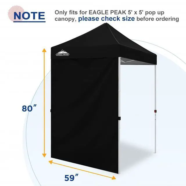 Alt view image 4 of 7 - Canopy Sidewall for 5x5 Pop Up Canopy Frame, Single Side Wall Panel Only (Fits 5x5 Straight Leg Frame, Canopy Top or Frame NOT Included), Black