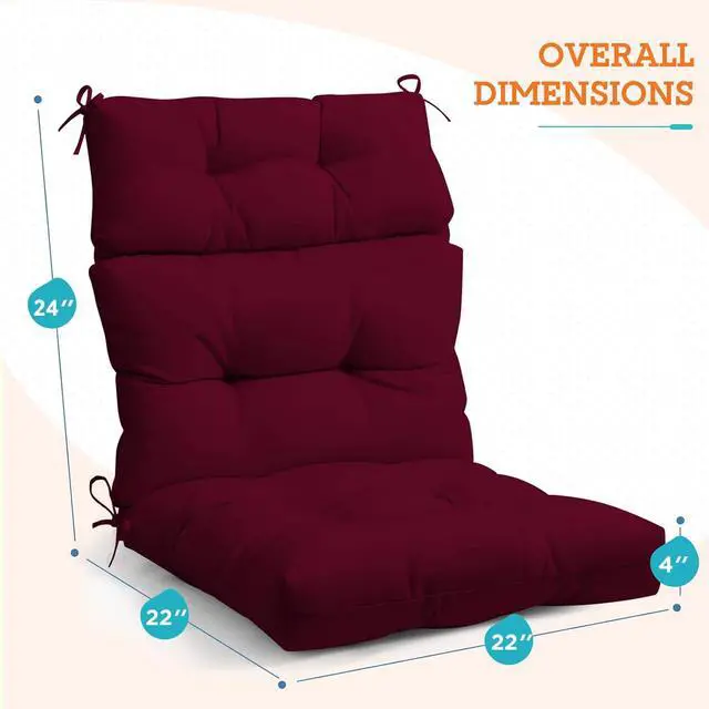 Alt view image 3 of 7 - Tufted Outdoor/Indoor High Back Patio Chair Cushion, 1 Pack, 46'' x 22'', Red Purple