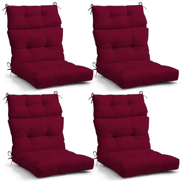 Main image of Tufted Outdoor/Indoor High Back Patio Chair Cushions, 4 Pack, 46'' x 22'', Red Purple