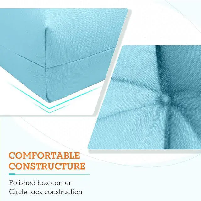 Alt view image 4 of 7 - Tufted Outdoor/Indoor High Back Patio Chair Cushions, 2 Pack, 46'' x 22'', Aqua Blue