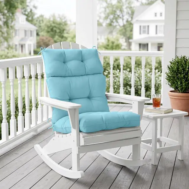 Alt view image 5 of 7 - Tufted Outdoor/Indoor High Back Patio Chair Cushion, 1 Pack, 46'' x 22'', Aqua Blue