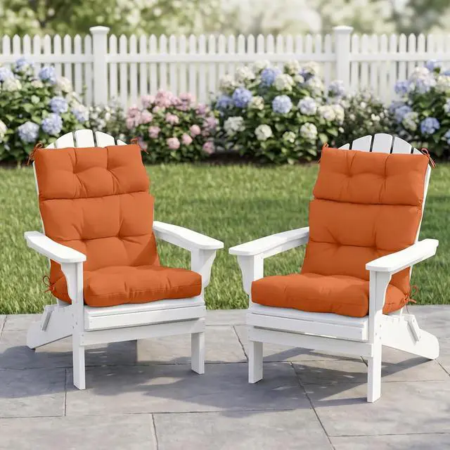 Alt view image 5 of 7 - Tufted Outdoor/Indoor High Back Patio Chair Cushions, 2 Pack, 46'' x 22'', Burnt Orange