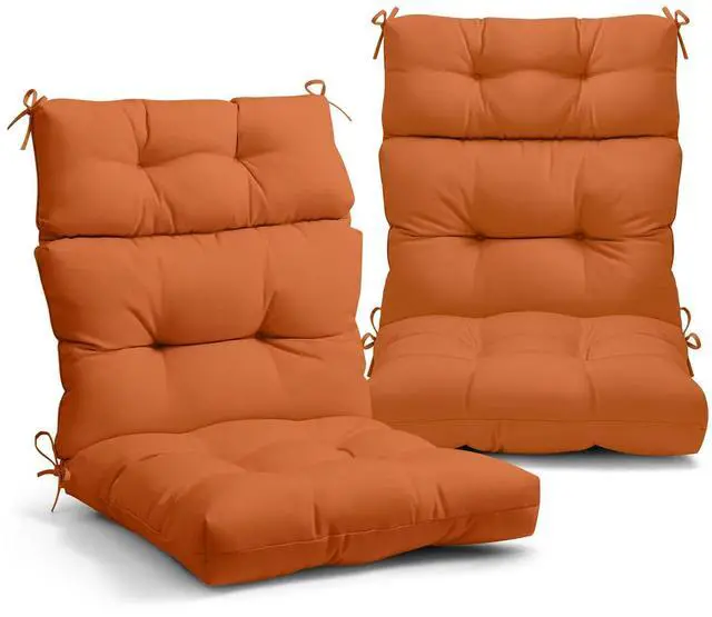 Main image of Tufted Outdoor/Indoor High Back Patio Chair Cushions, 2 Pack, 46'' x 22'', Burnt Orange
