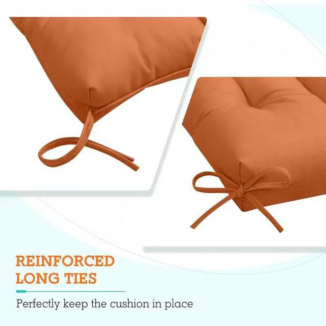 Alt view image 2 of 7 - Tufted Outdoor/Indoor High Back Patio Chair Cushions, 2 Pack, 46'' x 22'', Burnt Orange