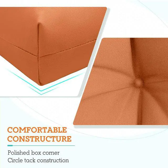 Alt view image 4 of 7 - Tufted Outdoor/Indoor High Back Patio Chair Cushions, 2 Pack, 46'' x 22'', Burnt Orange