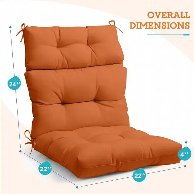 Alt view image 3 of 7 - Tufted Outdoor/Indoor High Back Patio Chair Cushions, 2 Pack, 46'' x 22'', Burnt Orange