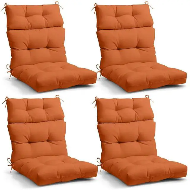 Main image of Tufted Outdoor/Indoor High Back Patio Chair Cushions, 4 Pack, 46'' x 22'', Burnt Orange