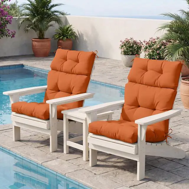 Alt view image 5 of 7 - Tufted Outdoor/Indoor High Back Patio Chair Cushions, 4 Pack, 46'' x 22'', Burnt Orange
