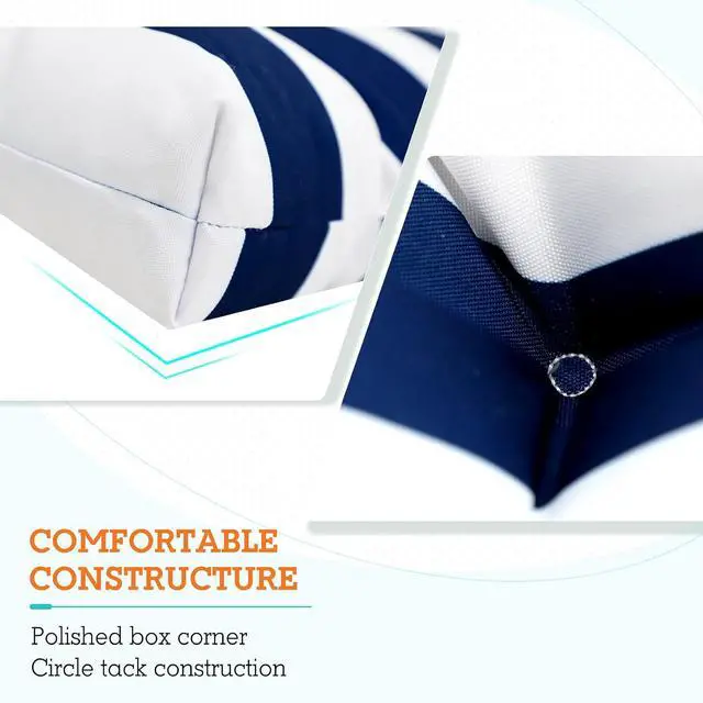 Alt view image 2 of 7 - Tufted Outdoor/Indoor High Back Patio Chair Cushions, 2 Pack, 46'' x 22'', Navy Blue/White