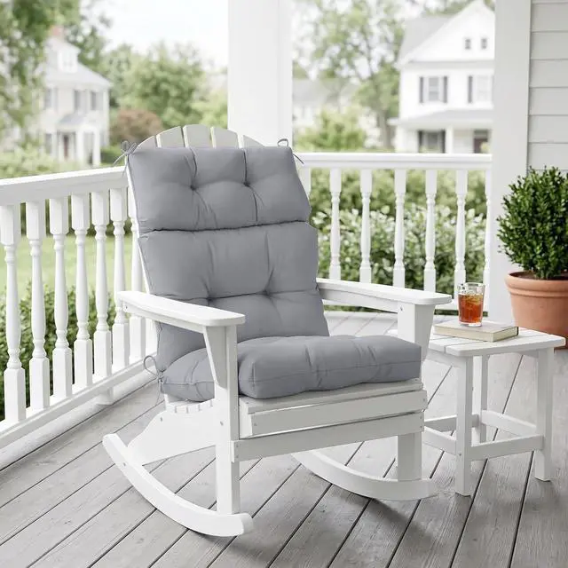 Alt view image 5 of 7 - Tufted Outdoor/Indoor High Back Patio Chair Cushion, 1 Pack, 46'' x 22'', Light Gray