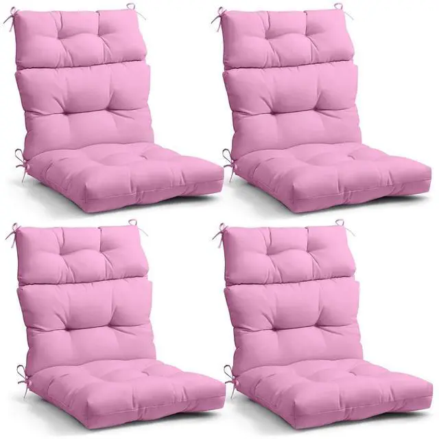 Main image of Tufted Outdoor/Indoor High Back Patio Chair Cushions, 4 Pack, 46'' x 22'', Pink