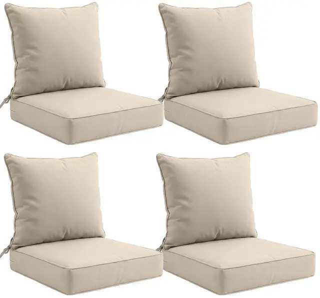 Main image of Outdoor Deep Seat Patio Seat Cushion Set, 24 x 24 x 5 inch, 2-Piece Back Chair Cushion, 4 Pack, Beige
