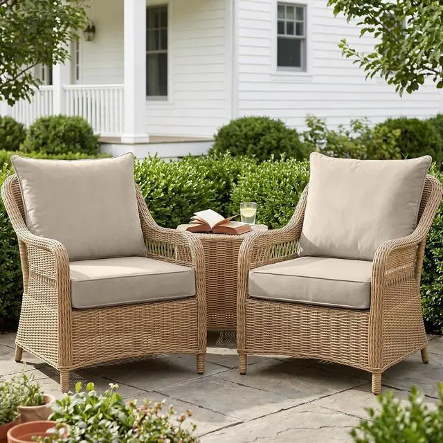 Alt view image 5 of 7 - Outdoor Deep Seat Patio Seat Cushion Set, 24 x 24 x 5 inch, 2-Piece Back Chair Cushion, 4 Pack, Beige