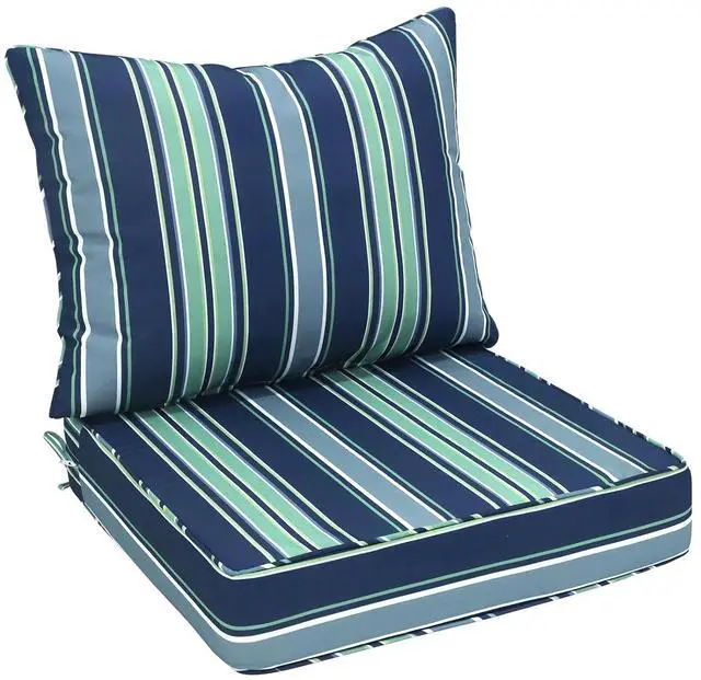 Main image of Outdoor Deep Seat Patio Seat Cushion Set, 24 x 24 x 5 inch, 2-Piece Back Chair Cushion, 1 Pack, Seabrook Stripe