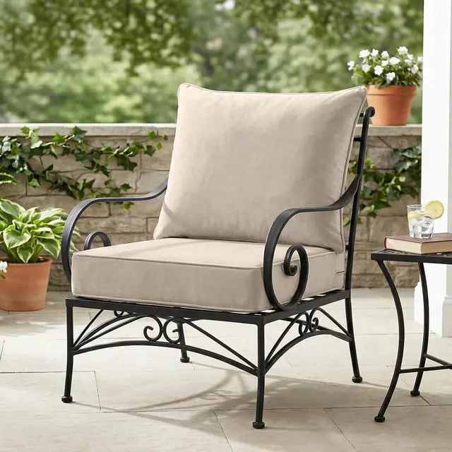 Alt view image 7 of 7 - Outdoor Deep Seat Patio Seat Cushion Set, 24 x 24 x 5 inch, 2-Piece Back Chair Cushion, 4 Pack, Beige