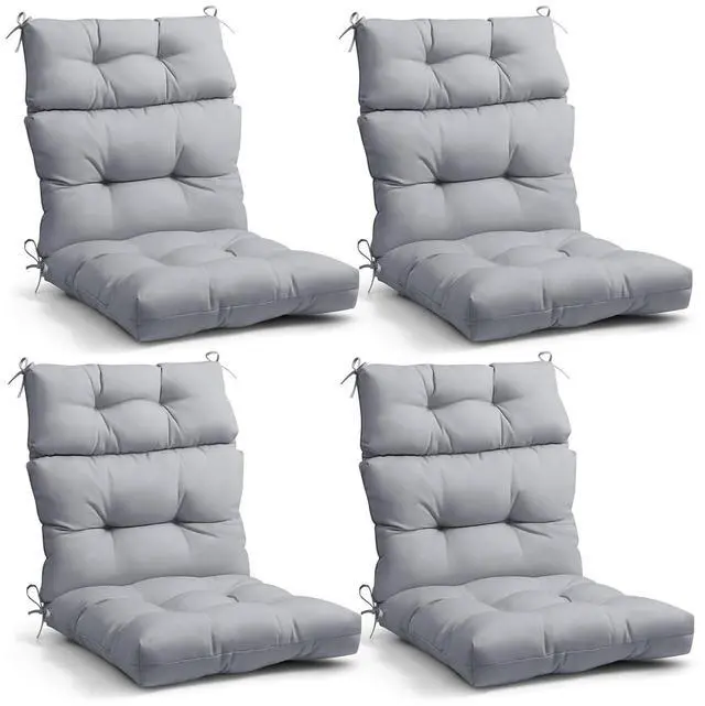 Main image of Tufted Outdoor/Indoor High Back Patio Chair Cushions, 4 Pack, 46'' x 22'', Light Gray